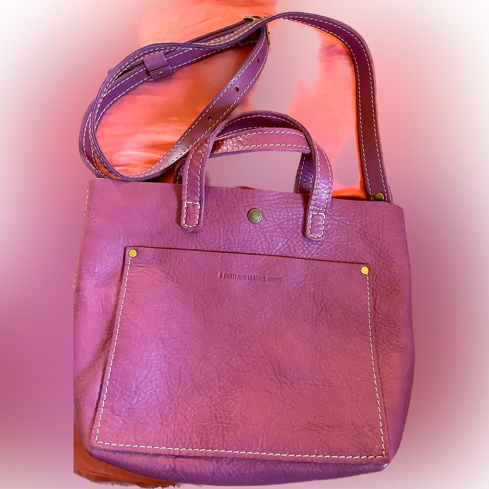 Portland Leather Company small cross body snap closure bag. Mulberry color? NWOT